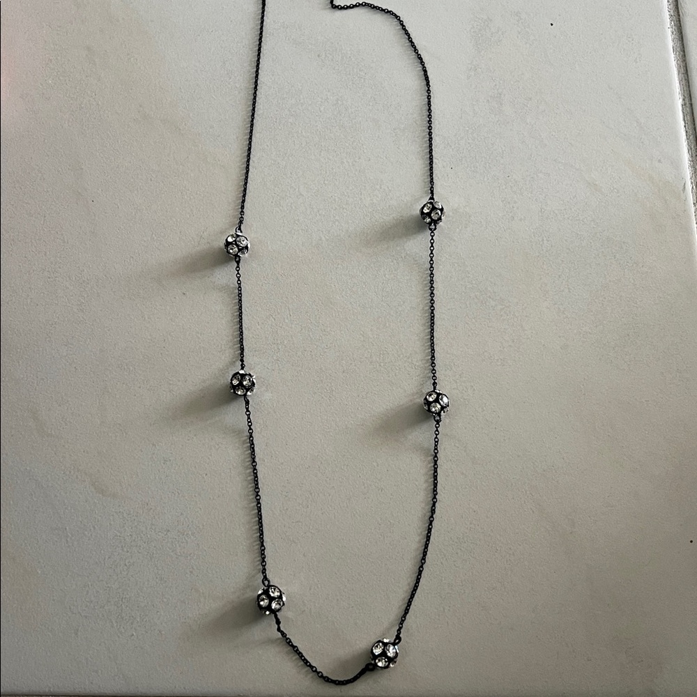 J.Crew Rhinestone Black Necklace - Picture 2 of 4